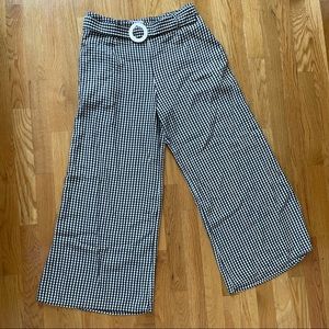 Solid and Striped Gingham Belted Culottes/Cropped Wide Leg pants